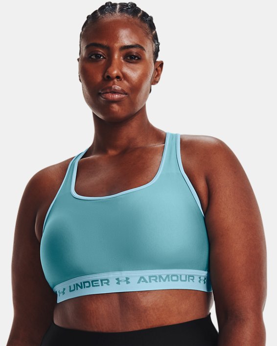 Damen Sport-BH Armour® Mid Crossback, Blue, pdpMainDesktop image number 3